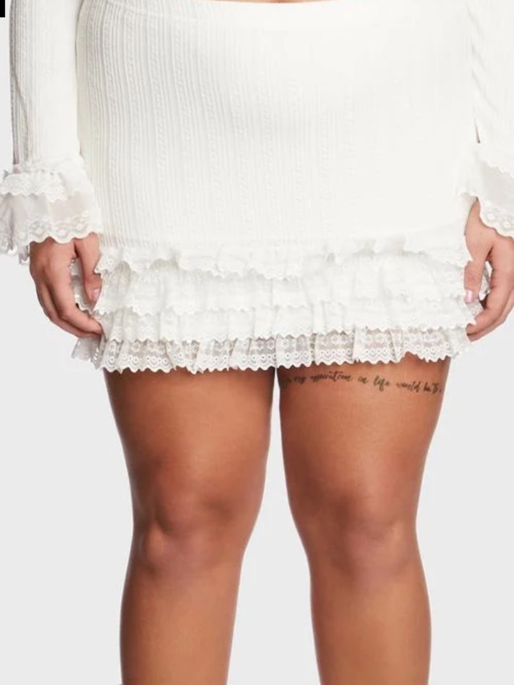Sugar Thrillz 1X White Lace Mini Skirt Ruffles | Dolls Kill | Coquette | Midsize